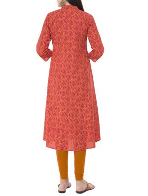 red a-line kurta - 15349406 - Standard Image - 3
