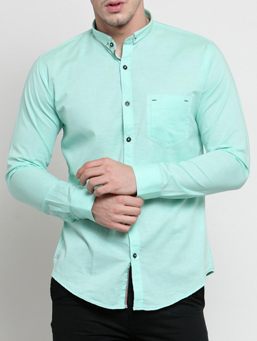 blue cotton linen casual shirt - 15349882 - Zoom Image - 1