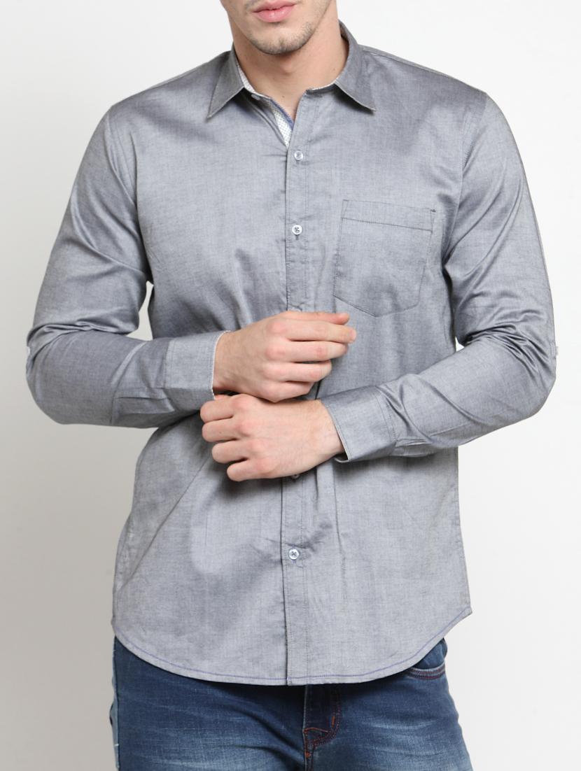 grey cotton casual shirt - 15349906 - Zoom Image - 1
