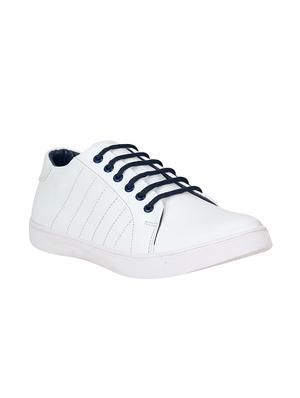 white leatherette lace up sneaker - 15350351 - Standard Image - 1