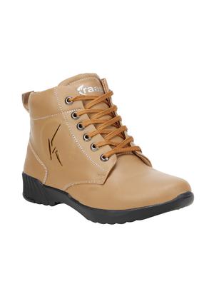 beige leatherette high ankle boot - 15350367 - Standard Image - 1