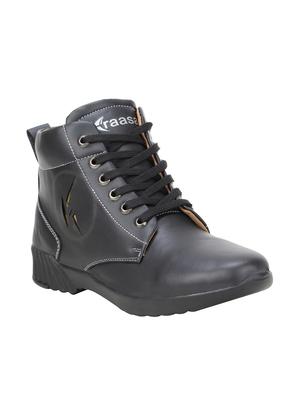 black leatherette high ankle boot - 15350369 - Standard Image - 1