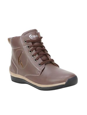 brown leatherette high ankle boot - 15350370 - Standard Image - 1