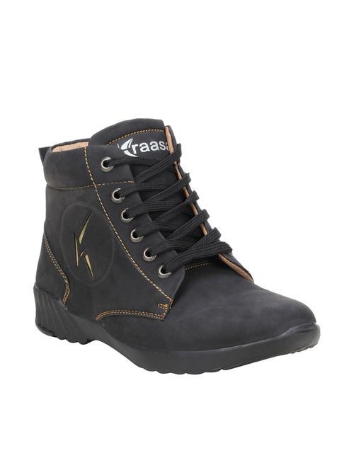 black leatherette high ankle boot - 15350371 - Standard Image - 1