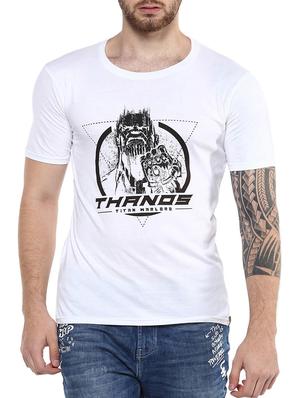 white cotton chest print t-shirt - 15350387 - Standard Image - 1