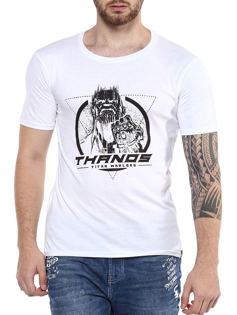 white cotton chest print t-shirt - 15350387 - Zoom Image - 1