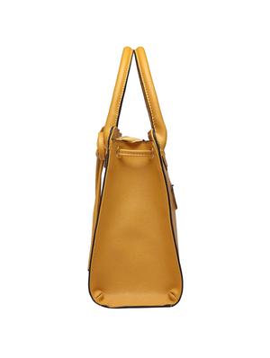 yellow leatherette (pu) regular handbag - 15350451 - Standard Image - 4