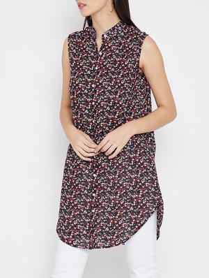 floral button down tunic - 15351468 - Standard Image - 2
