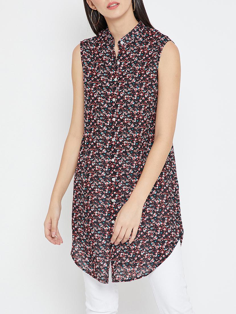 floral button down tunic - 15351468 - Zoom Image - 1