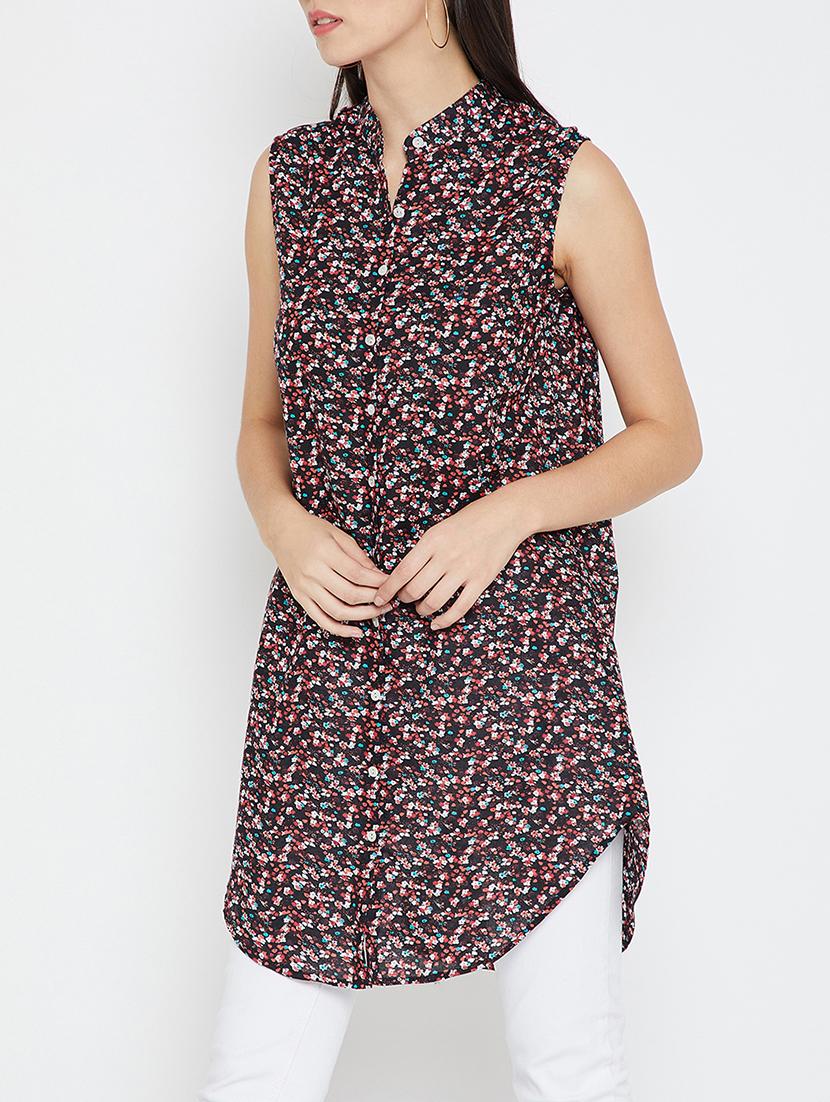 floral button down tunic - 15351468 - Zoom Image - 2
