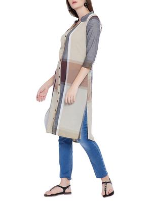 mandarin neck side slits tunic - 15351484 - Standard Image - 2