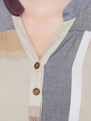 mandarin neck side slits tunic - 15351484 - Standard Image - 4