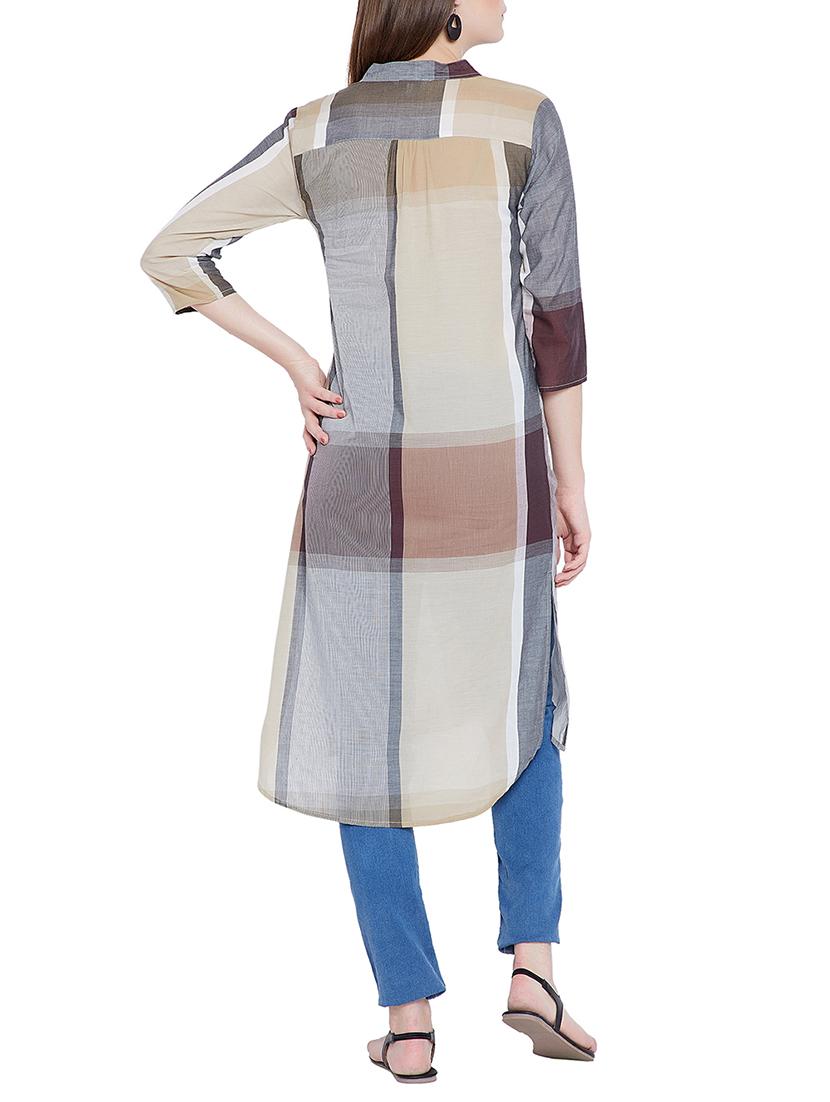 mandarin neck side slits tunic - 15351484 - Zoom Image - 3