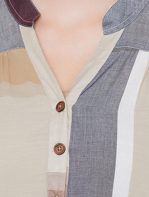 mandarin neck side slits tunic - 15351484 - Zoom Image - 4