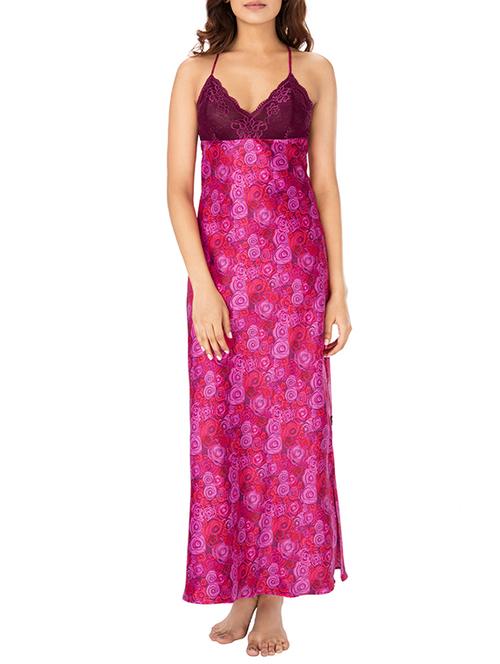 side slit laced halter nighty - 15351575 - Very Small Image - 1