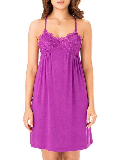lace detail solid nighty - 15351754 - Very Small Image - 1
