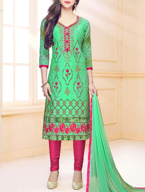 embroidered unstitched churidaar suit - 15352069 - Standard Image - 1