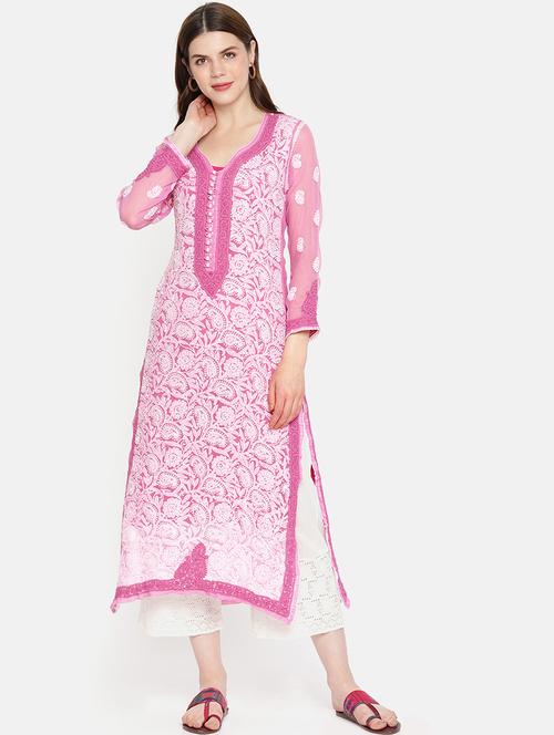 chikankari straight kurta - 15352274 - Standard Image - 1