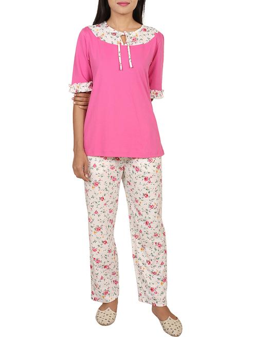 floral nightwear pajama set - 15352783 - Very Small Image - 1