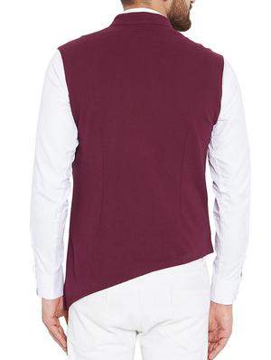 maroon cotton nehru jacket - 15352966 - Standard Image - 3