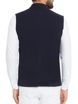 blue cotton nehru jacket - 15352975 - Standard Image - 3