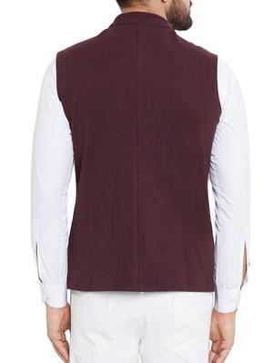 brown cotton nehru jacket - 15352977 - Standard Image - 3
