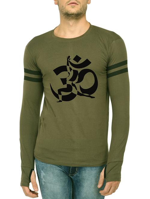 olive green cotton thumbhole t-shirt - 15353494 - Very Small Image - 1