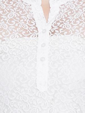 mesh mandarin collar top - 15353830 - Standard Image - 4