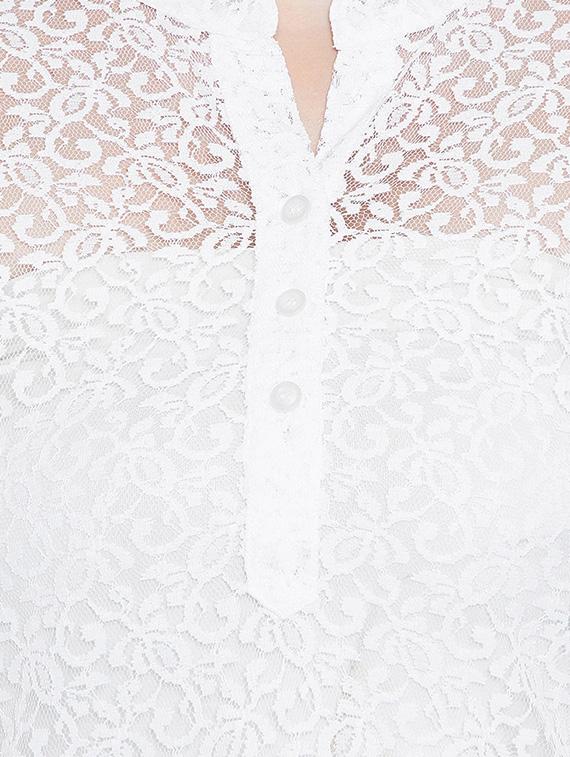 mesh mandarin collar top - 15353830 - Zoom Image - 4