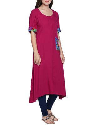pink a-line kurta with pockets - 15353867 - Standard Image - 2