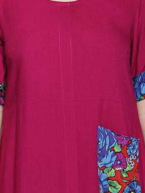 pink a-line kurta with pockets - 15353867 - Standard Image - 4