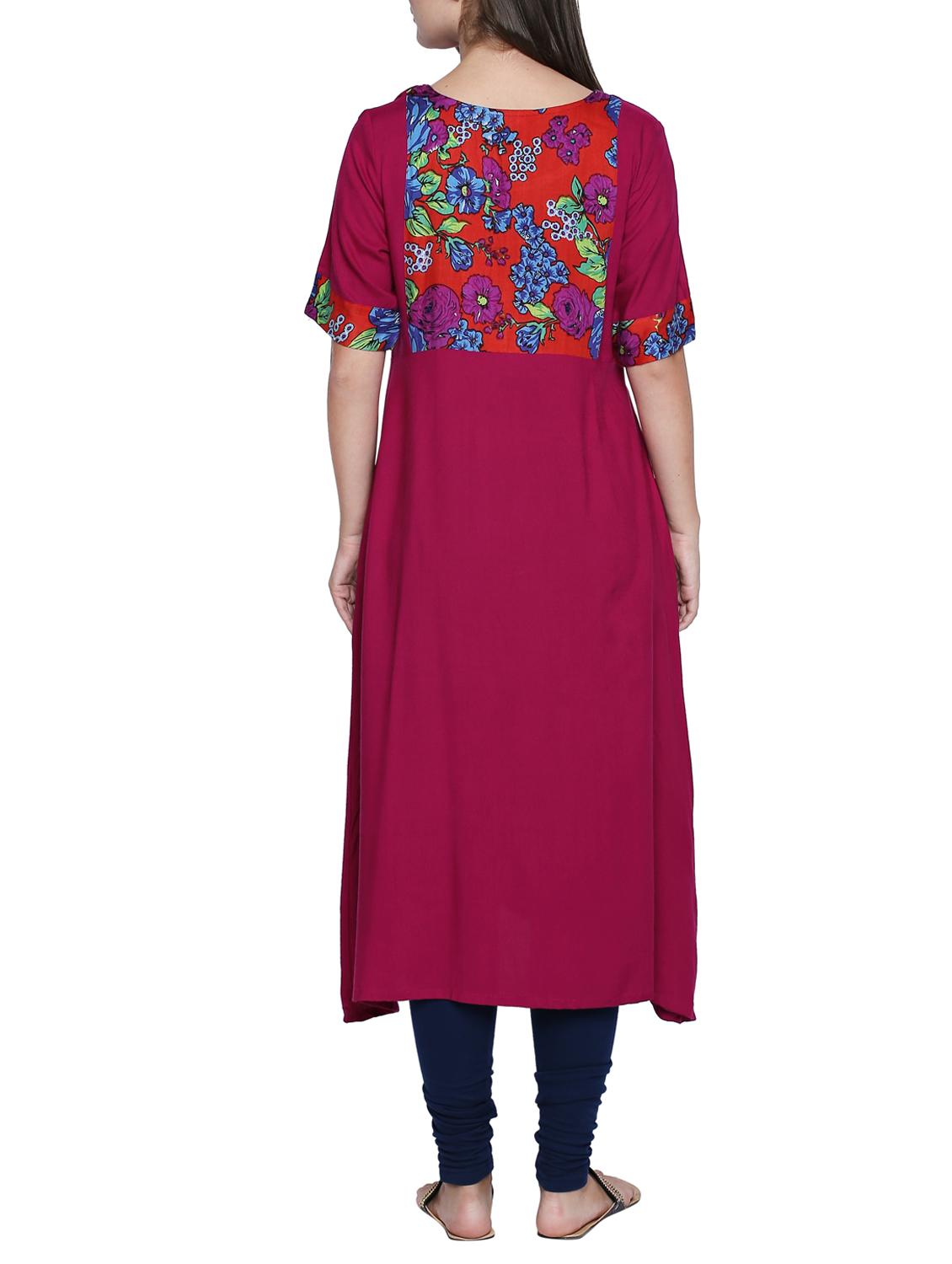 pink a-line kurta with pockets - 15353867 - Zoom Image - 3