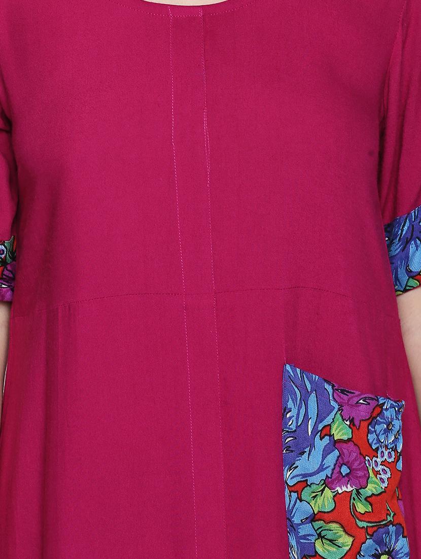 pink a-line kurta with pockets - 15353867 - Zoom Image - 4