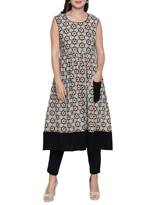 printed flared kurta - 15353875 - Standard Image - 1