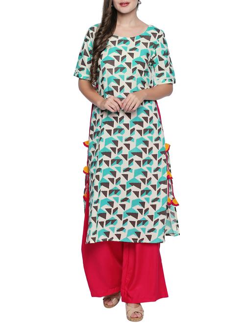 geometrical print straight kurta - 15353876 - Standard Image - 1