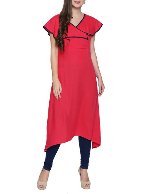 asymmetric color block kurta - 15353878 - Standard Image - 1