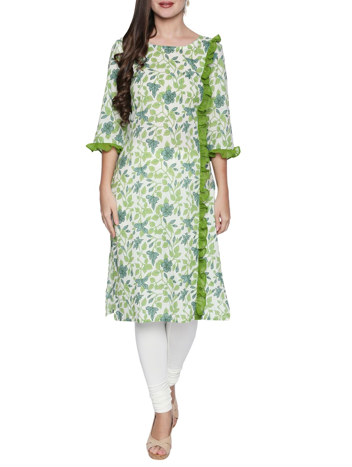 ruffle printed straight kurta - 15353886 - Zoom Image - 1