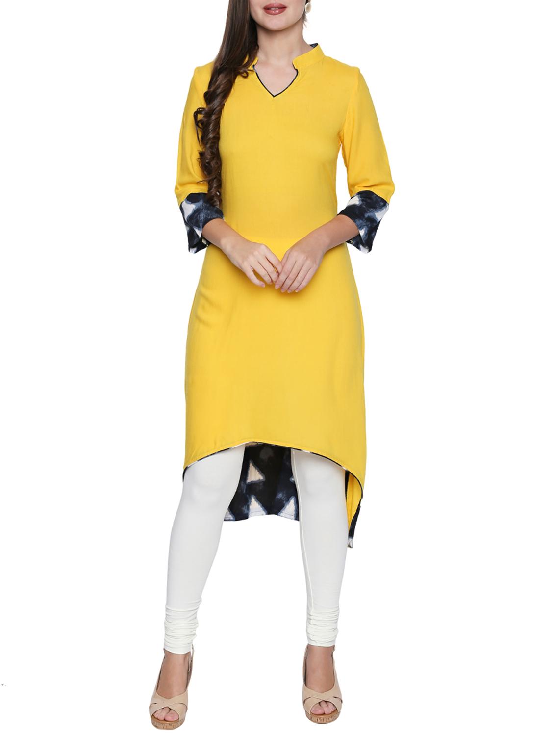 yellow asymmetric kurta - 15353888 - Zoom Image - 1