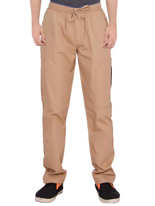 brown cotton full length track pant - 15354176 - Standard Image - 1