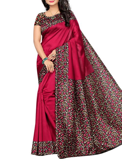ditsy floral bordered saree with blouse - 15354218 - Standard Image - 1