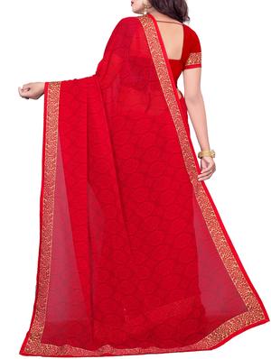 delicate golden border printed saree with blouse - 15354231 - Standard Image - 2