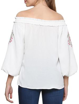 off shoulder embroidered top - 15354391 - Standard Image - 2