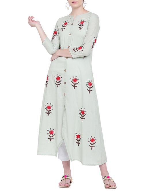 embroidered straight kurta - 15358671 - Very Small Image - 1