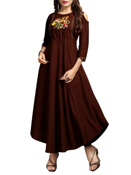 embroidered flared kurta - 15359030 - Standard Image - 1