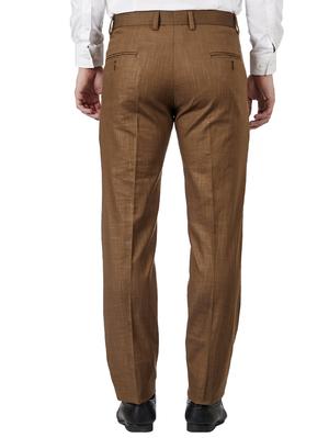 brown linen flat front formal trouser - 15359117 - Standard Image - 3