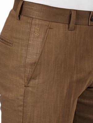 brown linen flat front formal trouser - 15359117 - Standard Image - 4