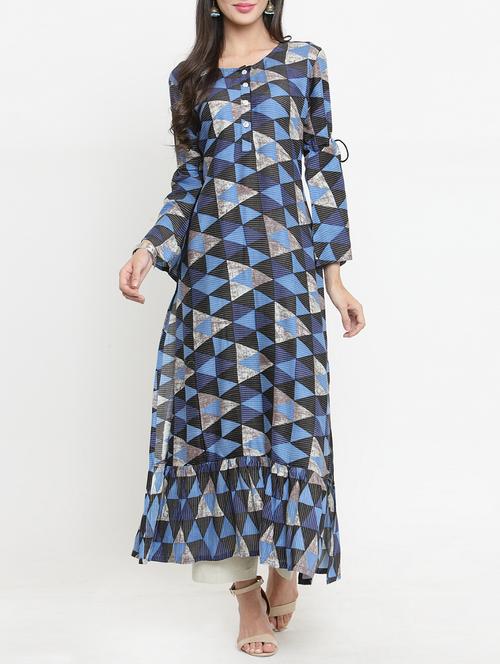 ruffle hemline kurta & pant set - 15359854 - Standard Image - 1