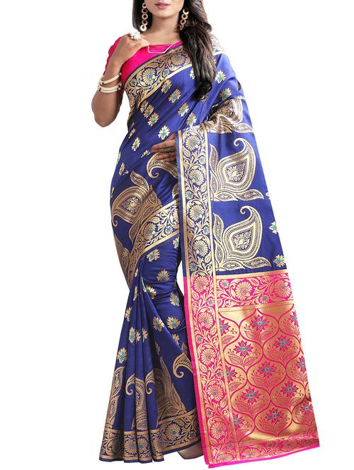zari woven banarasi saree with blouse - 15360148 - Very Small Image - 1