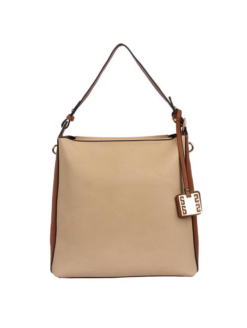 cream leatherette (pu) regular handbag - 15360260 - Standard Image - 1