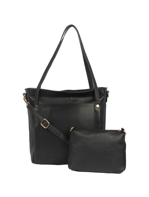 black leatherette (pu) combo handbag - 15360265 - Standard Image - 1